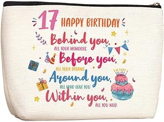 17 Year Old Girl Gift Ideas 17th Birthday Decorations for Girls Inspirational Gifts Happy 17th Birthday Gift Bag for Sister Daughter Niece Granddaughter Friends Besties Makeup Bag