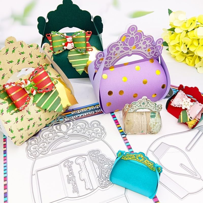 Alinacutle Caja de regalo, corona de dulces, troqueles de corte de metal para plantilla de tarjeta hecha a mano, papel para manualidades, álbumes de