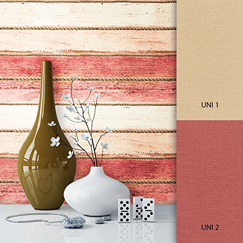 NEWROOM papel pintado de la madera marron vellóntapete crema Rot Natur Landhaus Modern Holz hermoso diseño moderno 3d mirada , incluyendo papel tapiz guía