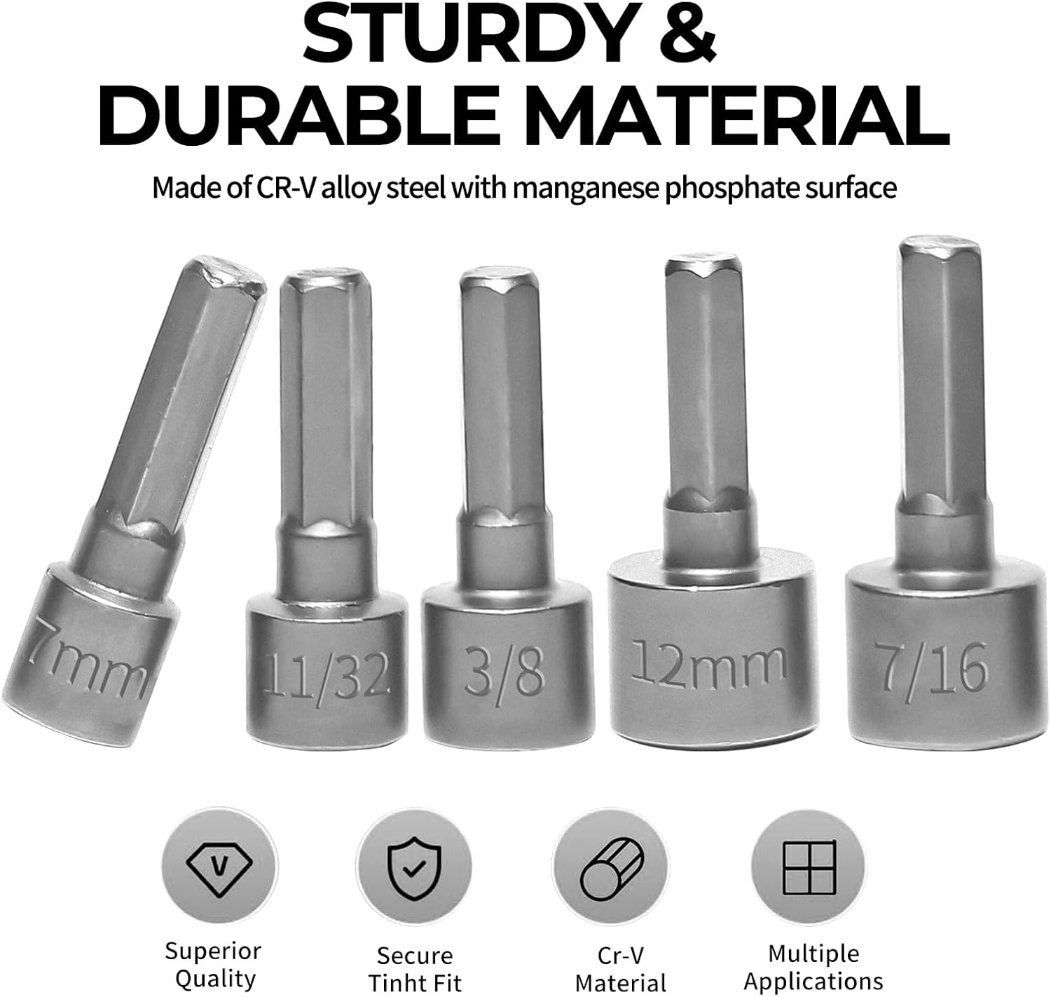14-Piece Power Nut Driver Set, 1/4 Inch Hex Shank Metric & SAE Socket Wrench Drill Bits for Impact Driver, Power Drill and Screwdriver