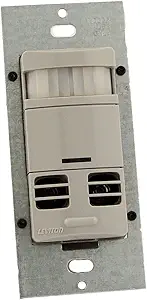 Leviton Ultrasonic/Infrared, Multi-Technology Wall Switch Sensor, No Neutral, 2400 sq. ft. Major & 400 sq. ft. Minor Motion Coverage, OSSMT-GDG, Gray