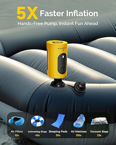 Miniatura 3 de Bomba de aire portátil para inflables, bomba de colchón de aire ultrarrápida de 4000 mAh con disipación de calor avanzada, bomba de aire eléctrica