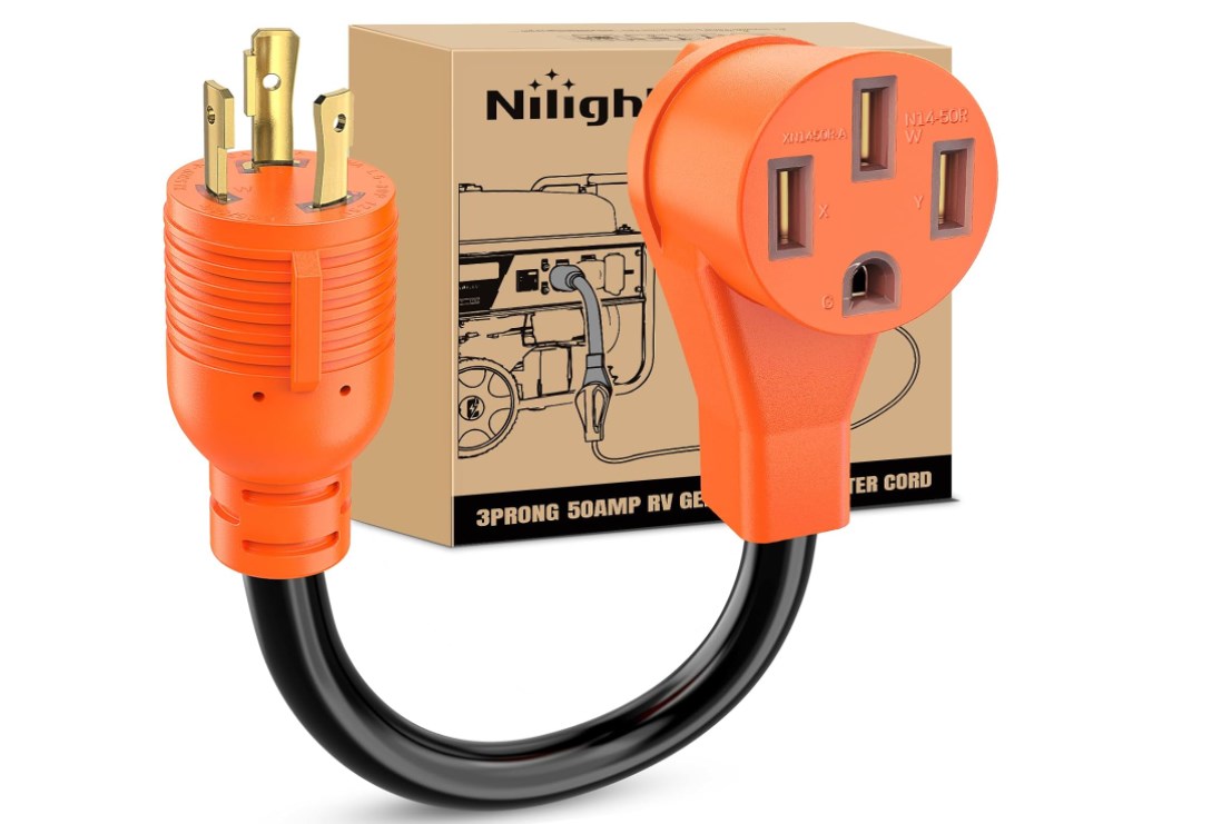 Image of Nilight RV Generator Adapter Cord 30Amp to 50Amp 3 Prong Pure Copper Heavy Duty Twist Lock Male Plug 10 Gauge Wire L5-30P 14-50R 30M /50F for RVs Camper Caravan Van Trailer