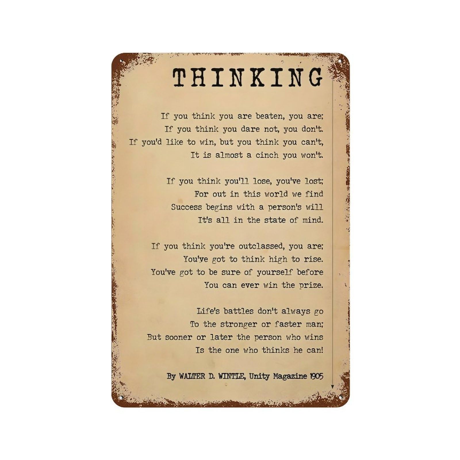 xiaoxiaoshen Thinking Poem If You Think You Are Beaten Wall Decor Art Metal Tin Poster Modern Home Decor Art Home Bar Shop Decorations Vintage Sign 30x20cm