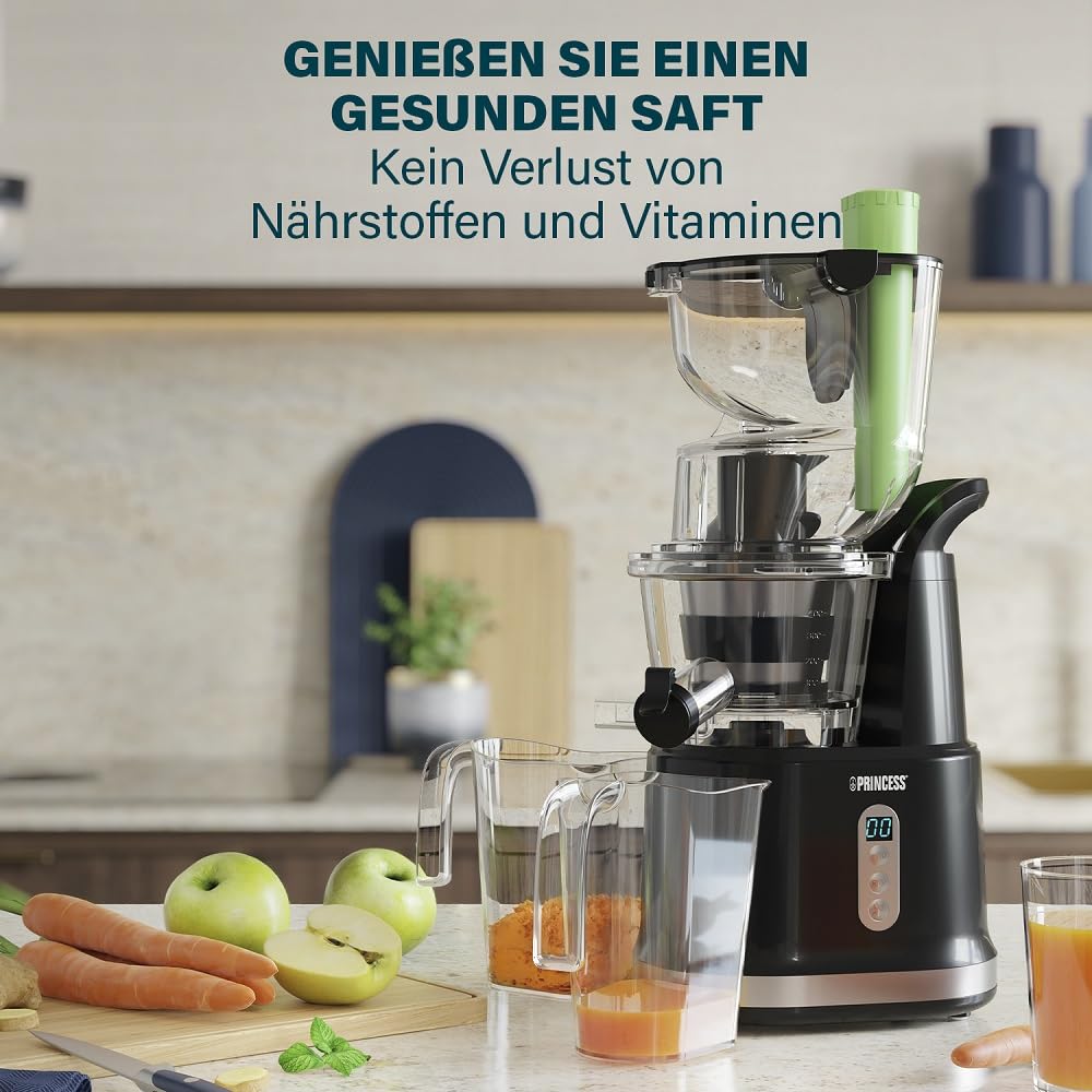 Princess 202045 Easy Fill Slow Juicer – Extra großer Fülltrichter – Hoher Saftertrag