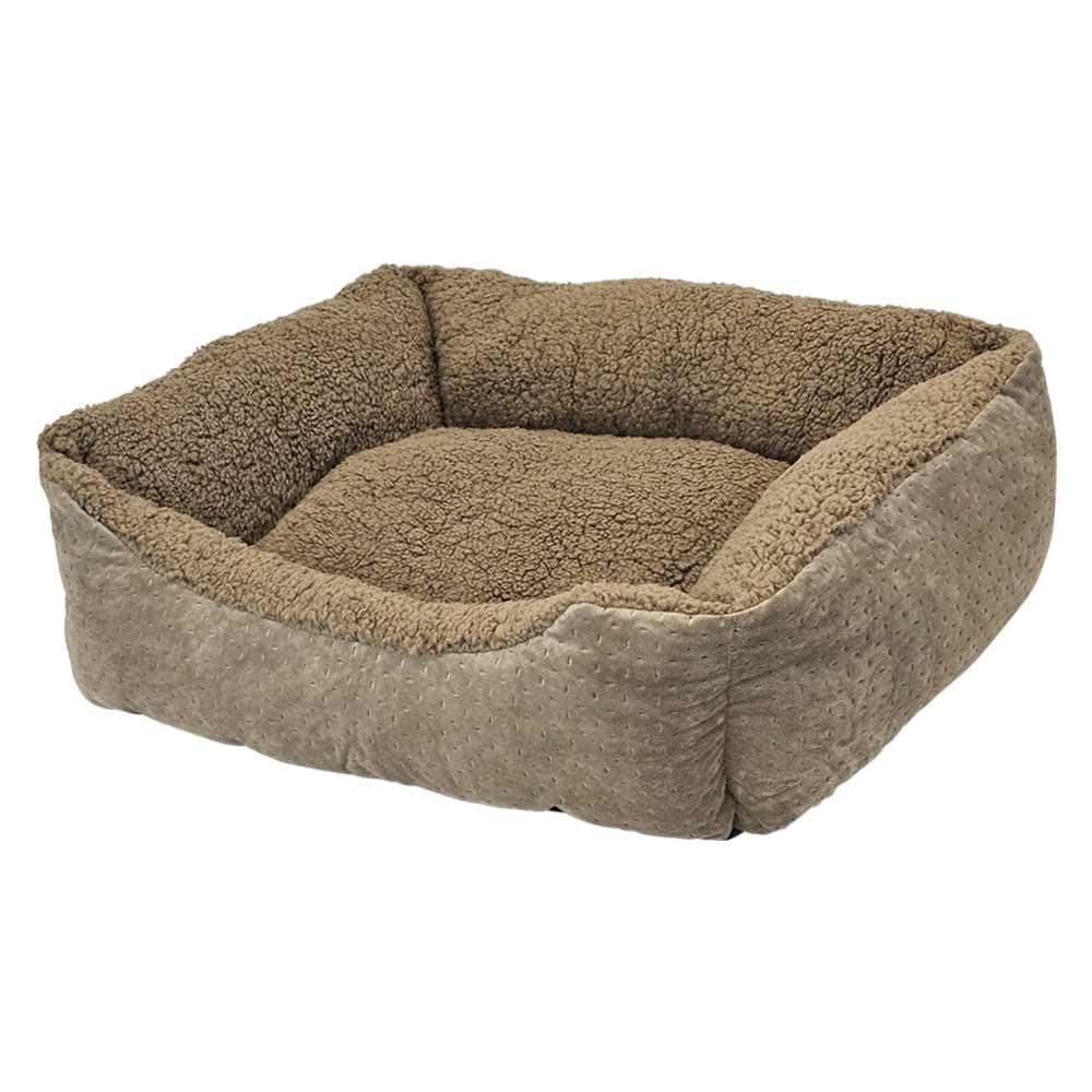 Nobby Classic Teddy Square Comfort Bed, Taupe, L x W x H: 70 x 60 x 20 cm