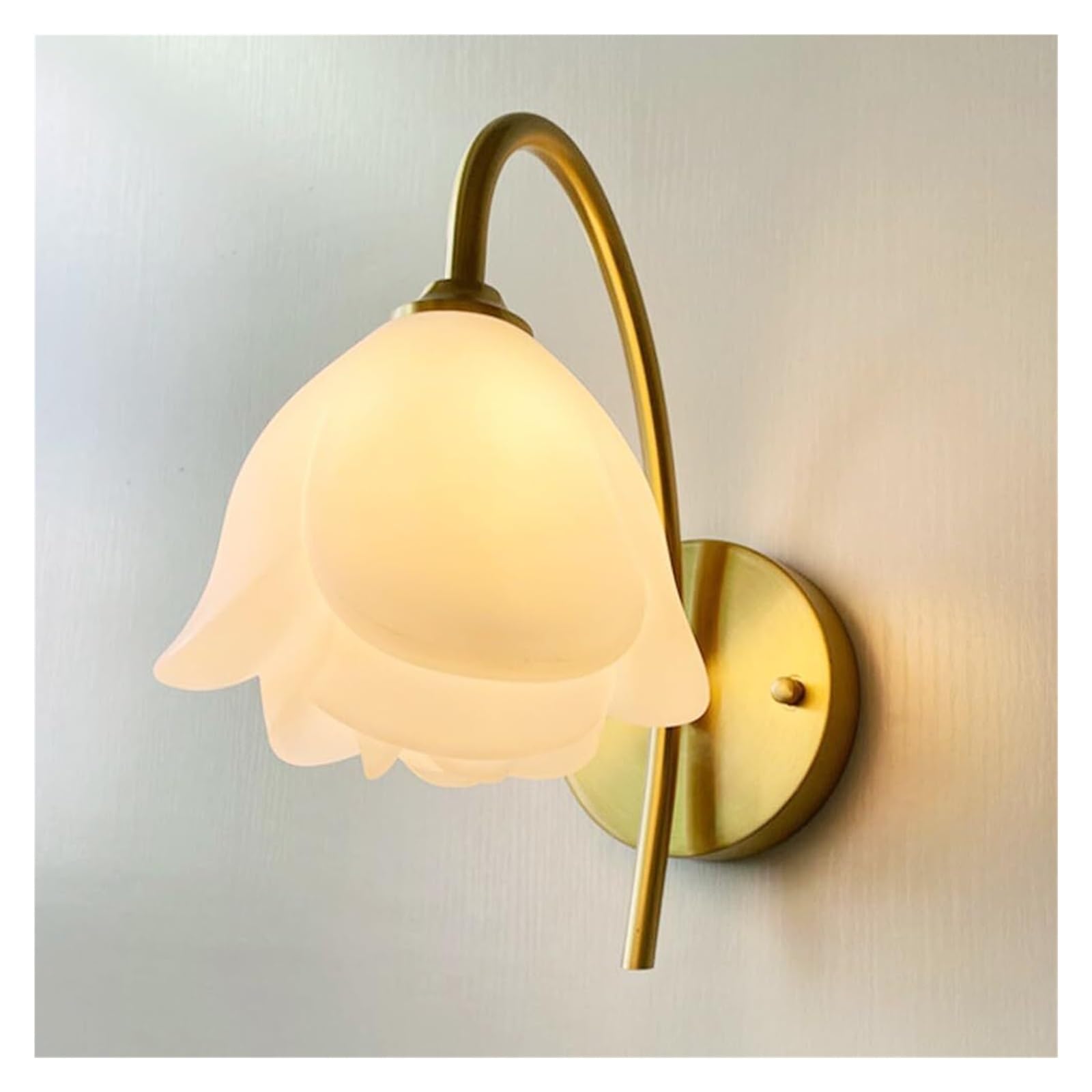 KBUUKYYXouy Brass Wall Lamp French Bedside Sconce with Acrylic, G9 Socket Flower Shade Light Fixtures for Bedroom Living Room Hallway, Indoor