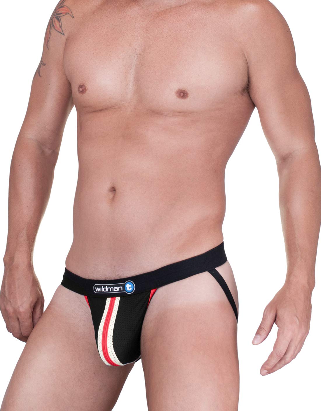 wildmant Men's Raw Sport Stripe Jockstrap (Large, Red)-picture-30