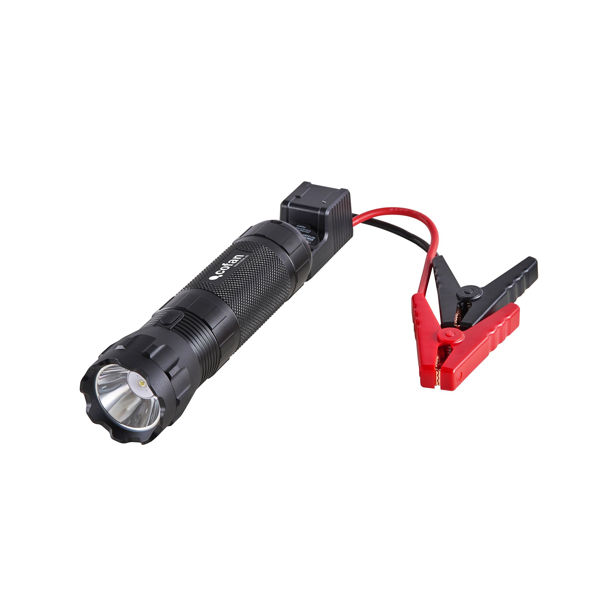 Cofan Arrancador de baterías | con Linterna LED y Power Bank USB | 600 A | 330 lúmenes | Adecuado para Coches de Gasolina hasta 5000 CC y diésel hasta 3000 CC