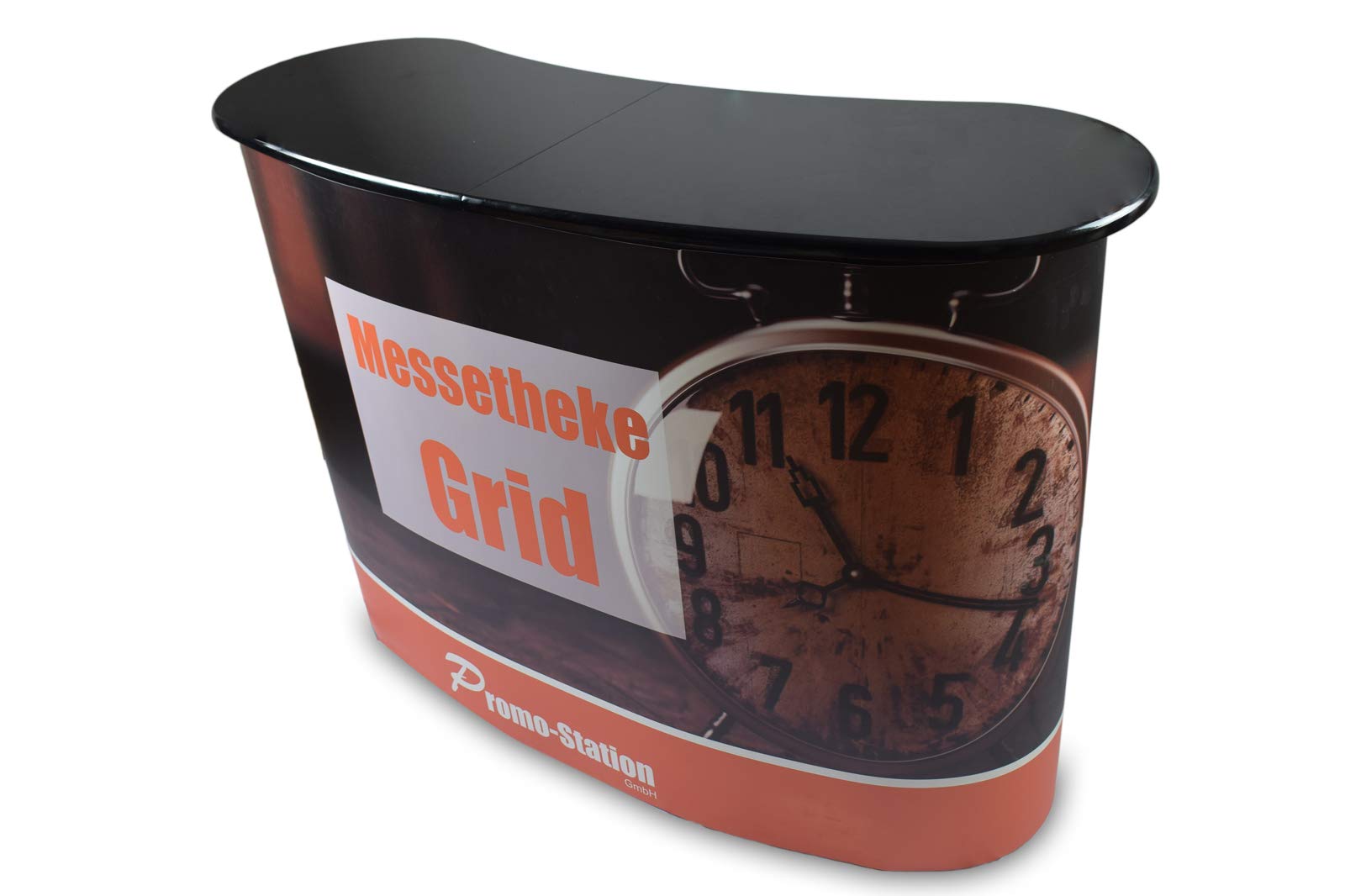 Promotion-Counter inklusive Banner und Druck, Messetheke, Messetresen, POS, Popup Theke 2x2 Felder, Messestand, Werbetheke, Promostand, Werbesystem, Messetheke Grid