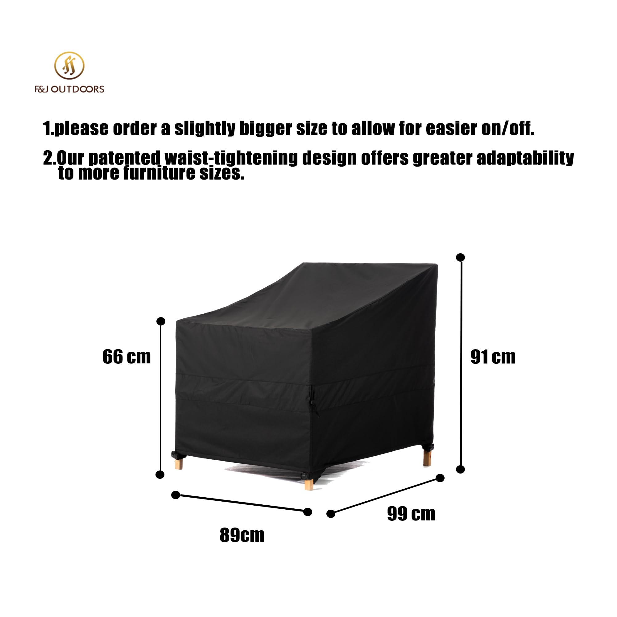 F&J Outdoors Garden Chair Covers Rocking Chair Dining Chair Cover Waterproof UV Resistant Heavy Duty Durable Waist Drawstring Tight Windproof Outdoor Chair Covers - Image 3