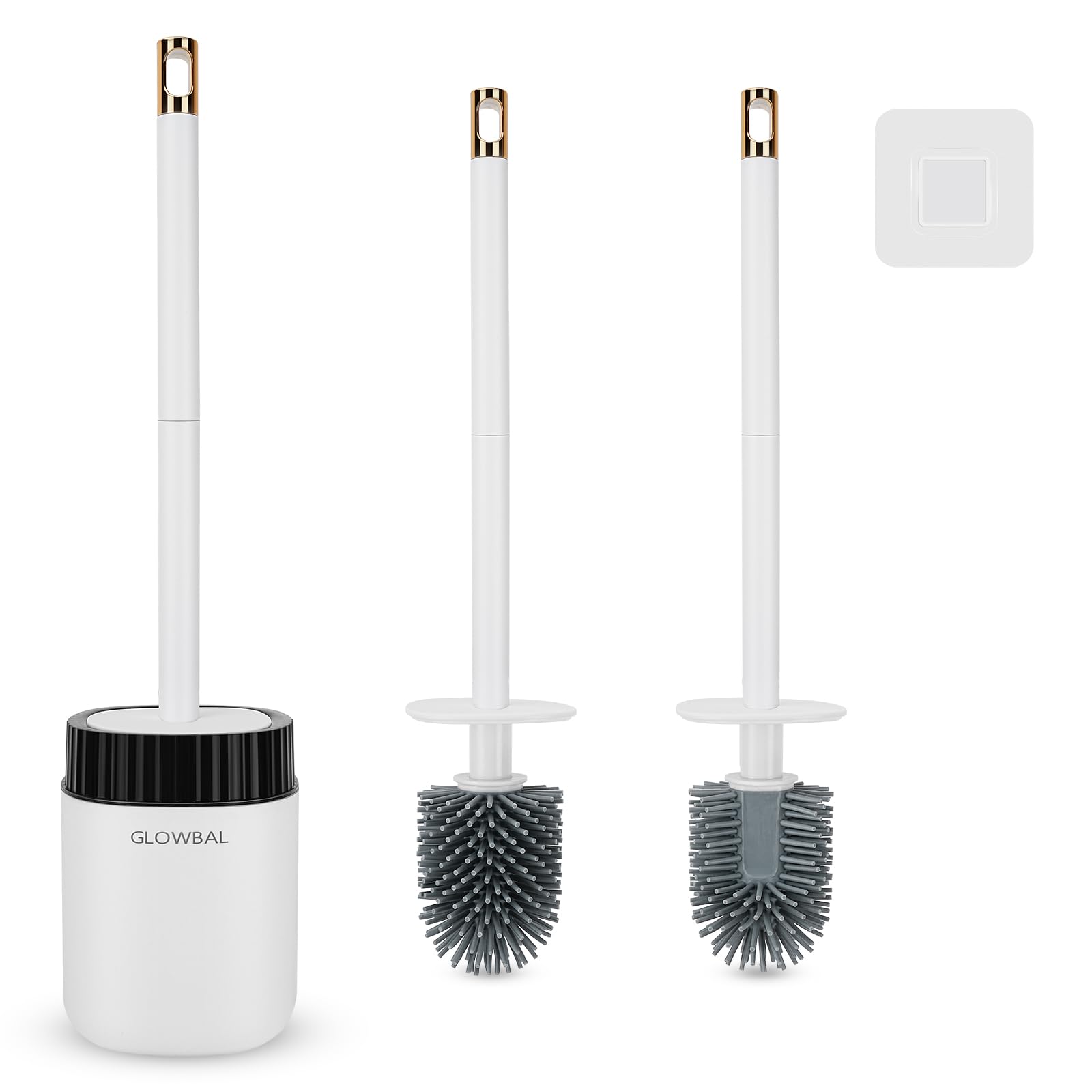  Silikon Toilettenbürste für WC - hygienisch & langanhaltend - für die Wand montierbar ohne Bohren - Weiß & Grau
| Silik
