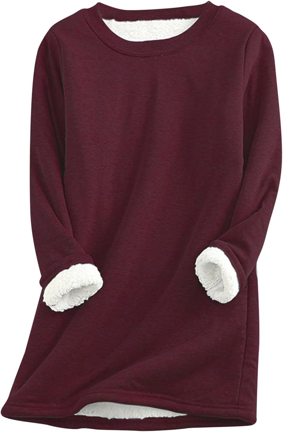 EFOFEI Womens Winter Soft Sherpa Fleece Lined Pullover Crewneck Solid Color Sweatshirt