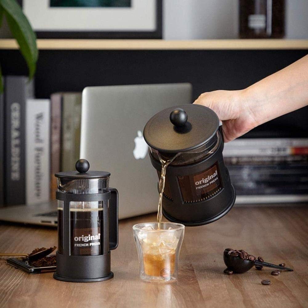 Café de la Presse française Café et thé 34oz, épaissie de café en Verre de Borosilicate avec écrans filtrants, 100% BPA Gratuit, 1 Litre, (8 Tasse), Noir