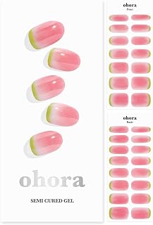 ohora Semi Cured Gel Nail Strips (N Sorbet) - Works with Any Nail Lamps, Salon-Quality, Long Lasting, Easy to Apply & Remove - Includes 2 Prep Pads, Nail File & Wooden Stick
