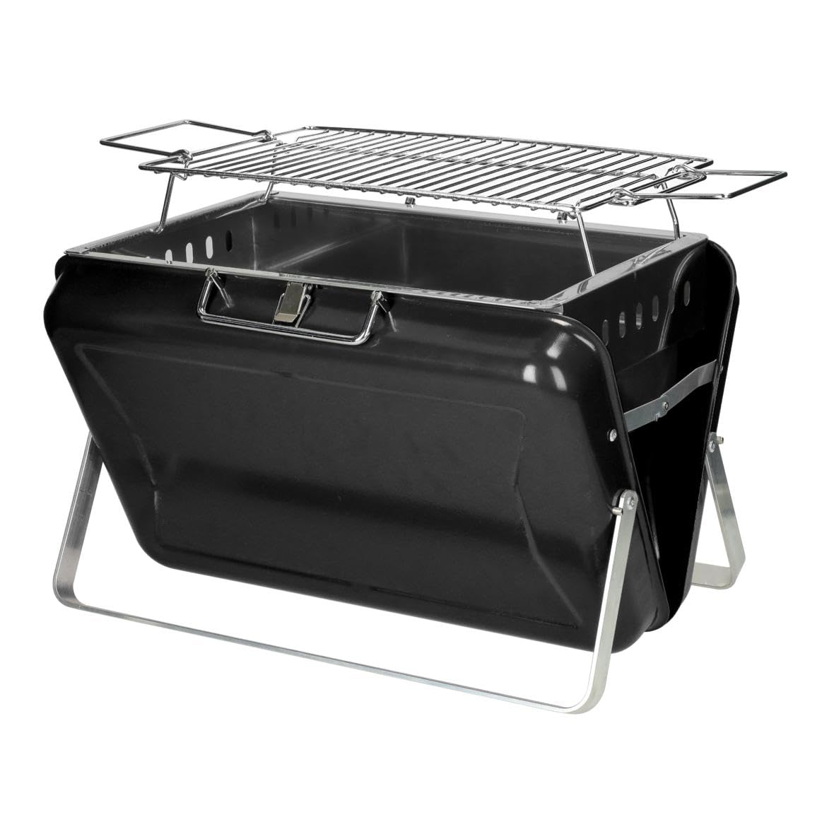 Przenośny grill na węgiel drzewny "Portable" z uchwytem do noszenia w podróży, kolor czarny
