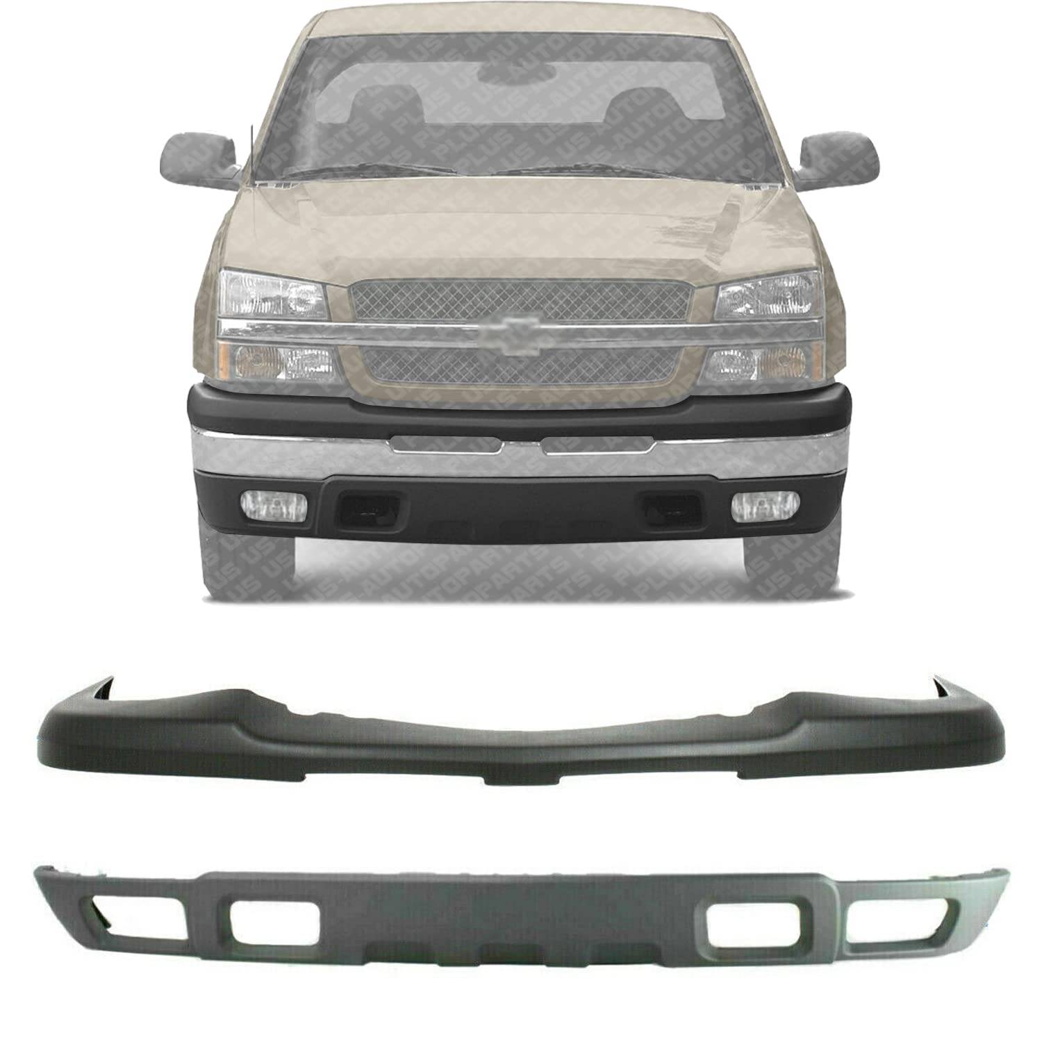 Front Bumper Cover For 2002 Chevy Avalanche 1500 - Textured Primed With Fog Light Holes