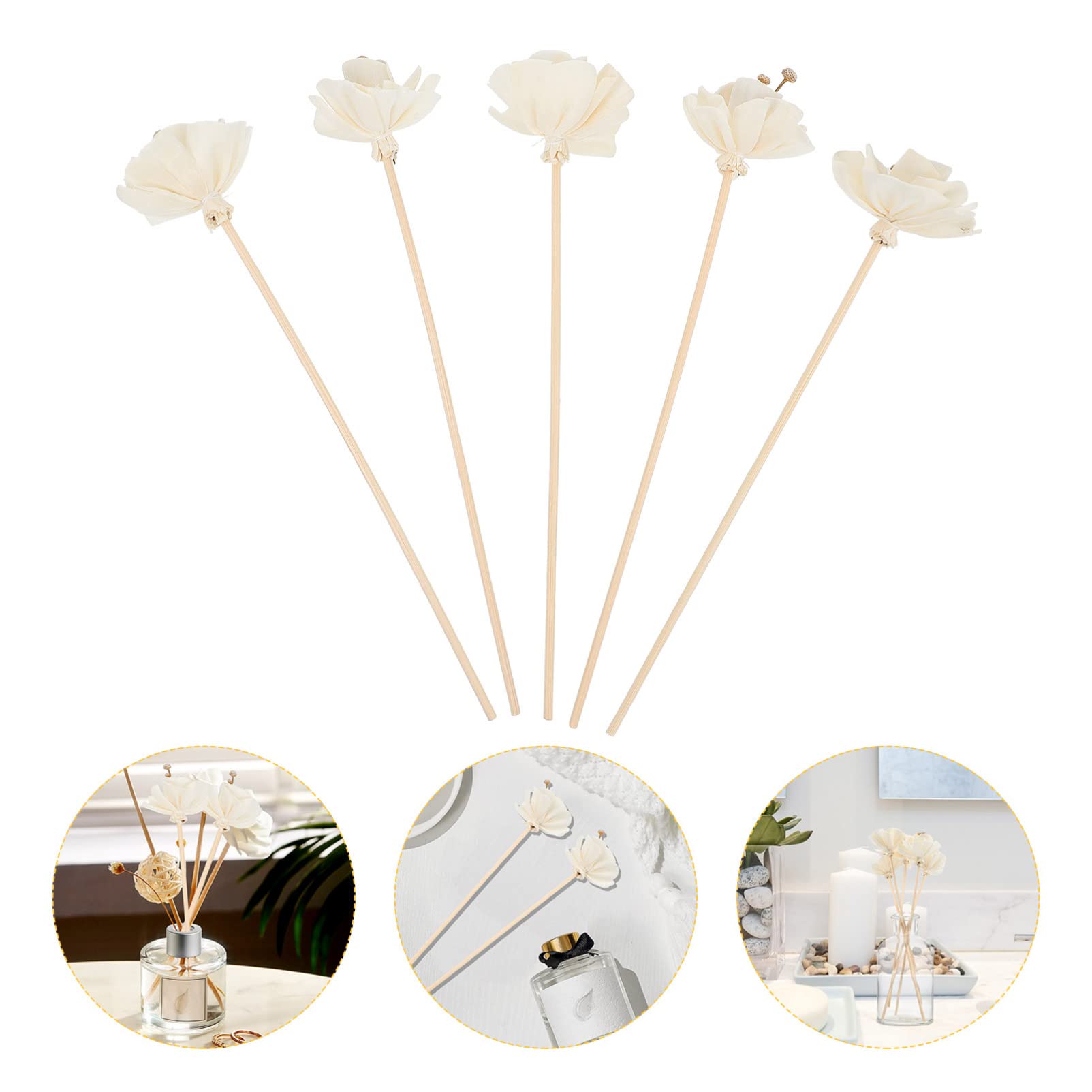 COHEALI 5pcs Rattan Flower Diffuser Sticks Natural Sticks for Home Fragrance for Spa and Office Decor Beige Peony Scented
