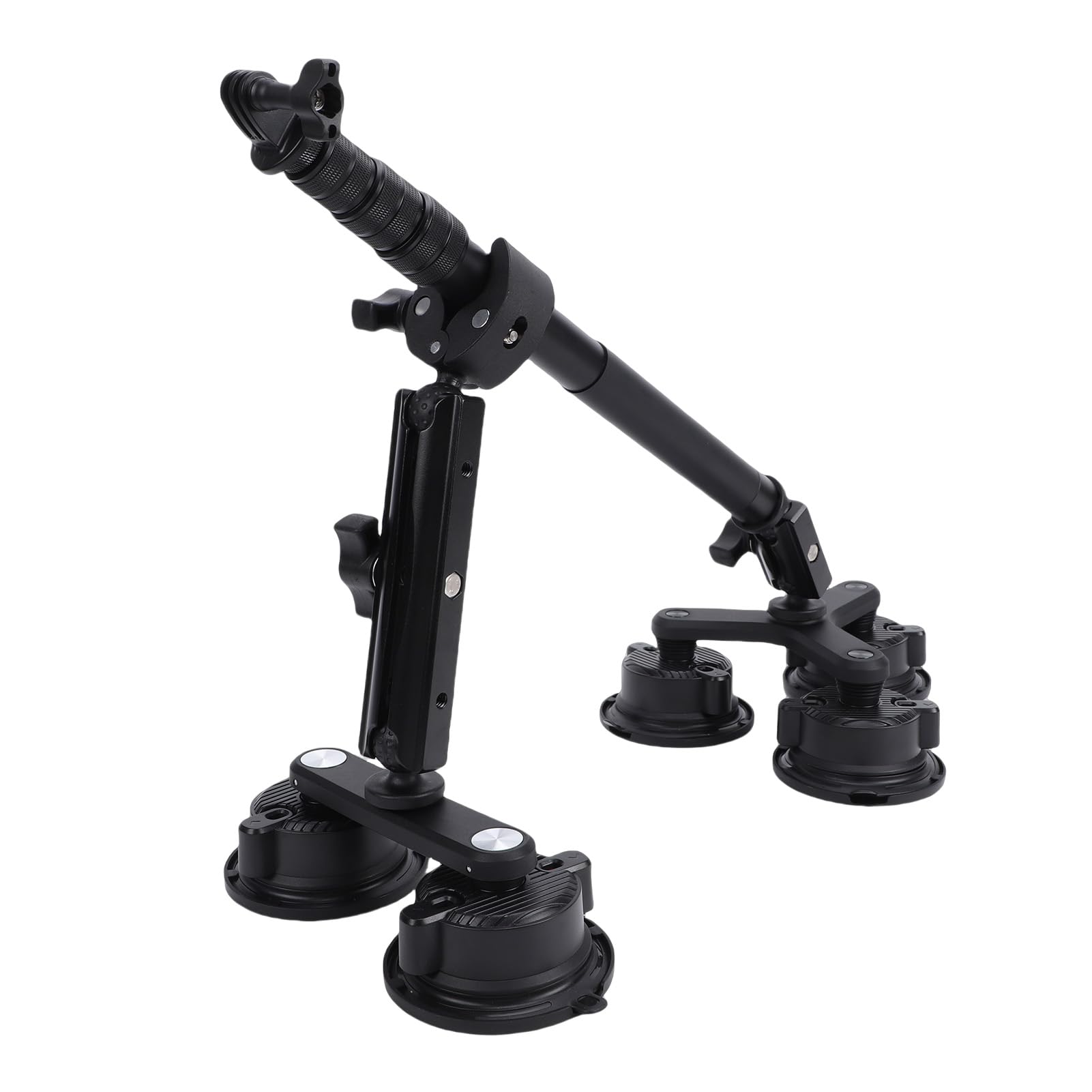 Bewinner Supporto da Auto con Ventosa per Action Camera con Asta di Prolunga Telescopica, Testa a Sfera a 360°, Kit di Montaggio da Auto con 5 Ventose per Action Cam, Vite da 1/4 di Pollice,