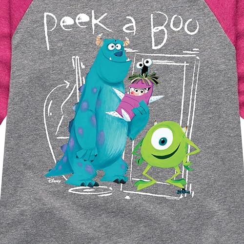 Disney Monsters Inc. - Peek A Boo - Toddler & Youth Girls Raglan Graphic T-Shirt3
