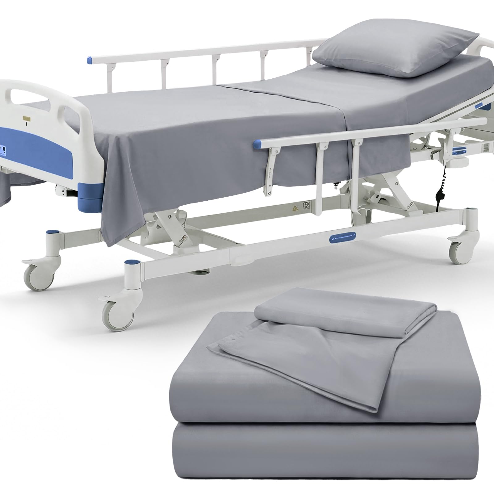 P Pothuiny Hospital Bed Sheet Set - White Microfiber -8