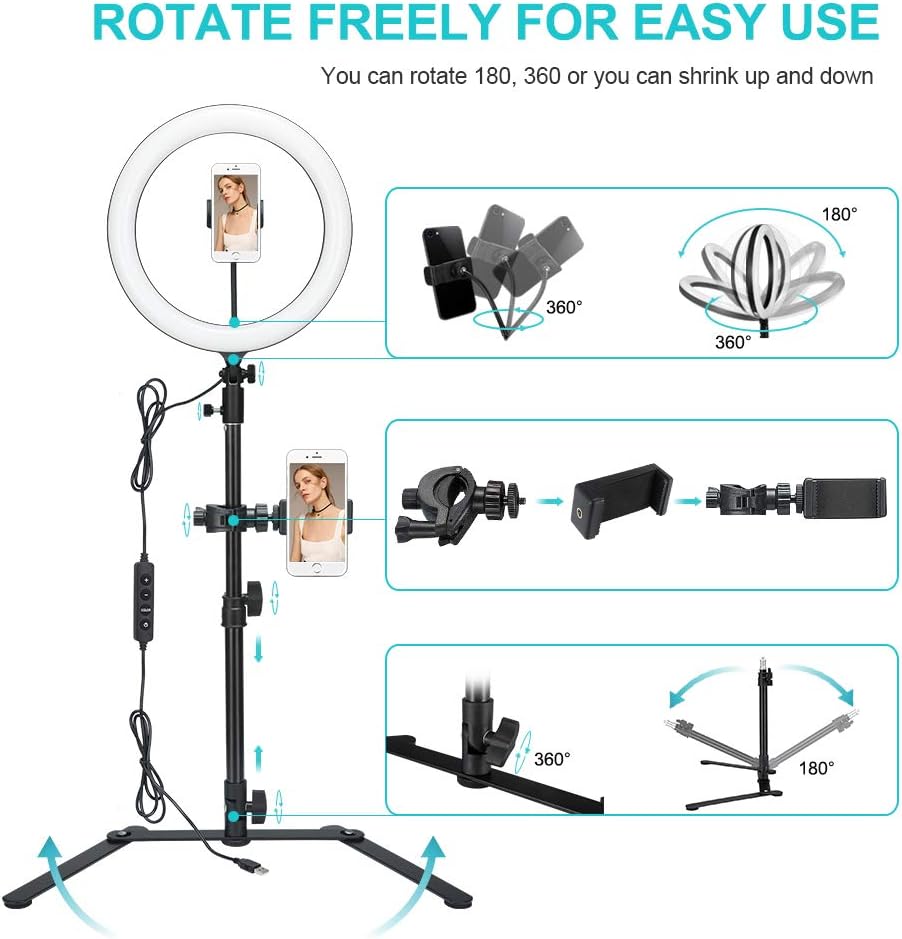Blасk Frіdау Sаlе 2022 Godox LR120 12 LED Ring Light with Desktop Stand & Cell Phone Holder, USB Powered Conference Light CRI>90 Color Temperature 3000K to 6000K for TikTok/Live Stream/Makeup/Zoom Call & YouTube (Black)