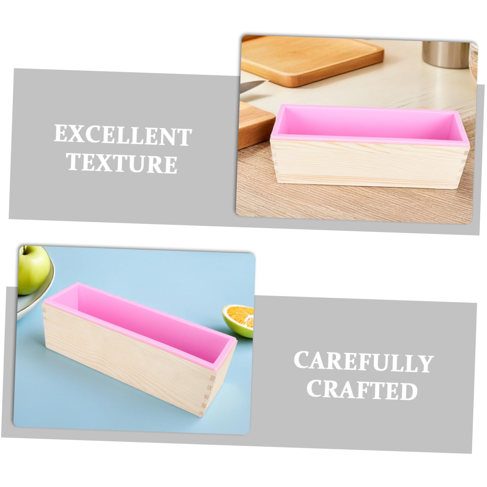 Amosfun Moule à Toast Rectangulaire 1 Set en Bois et Silicone