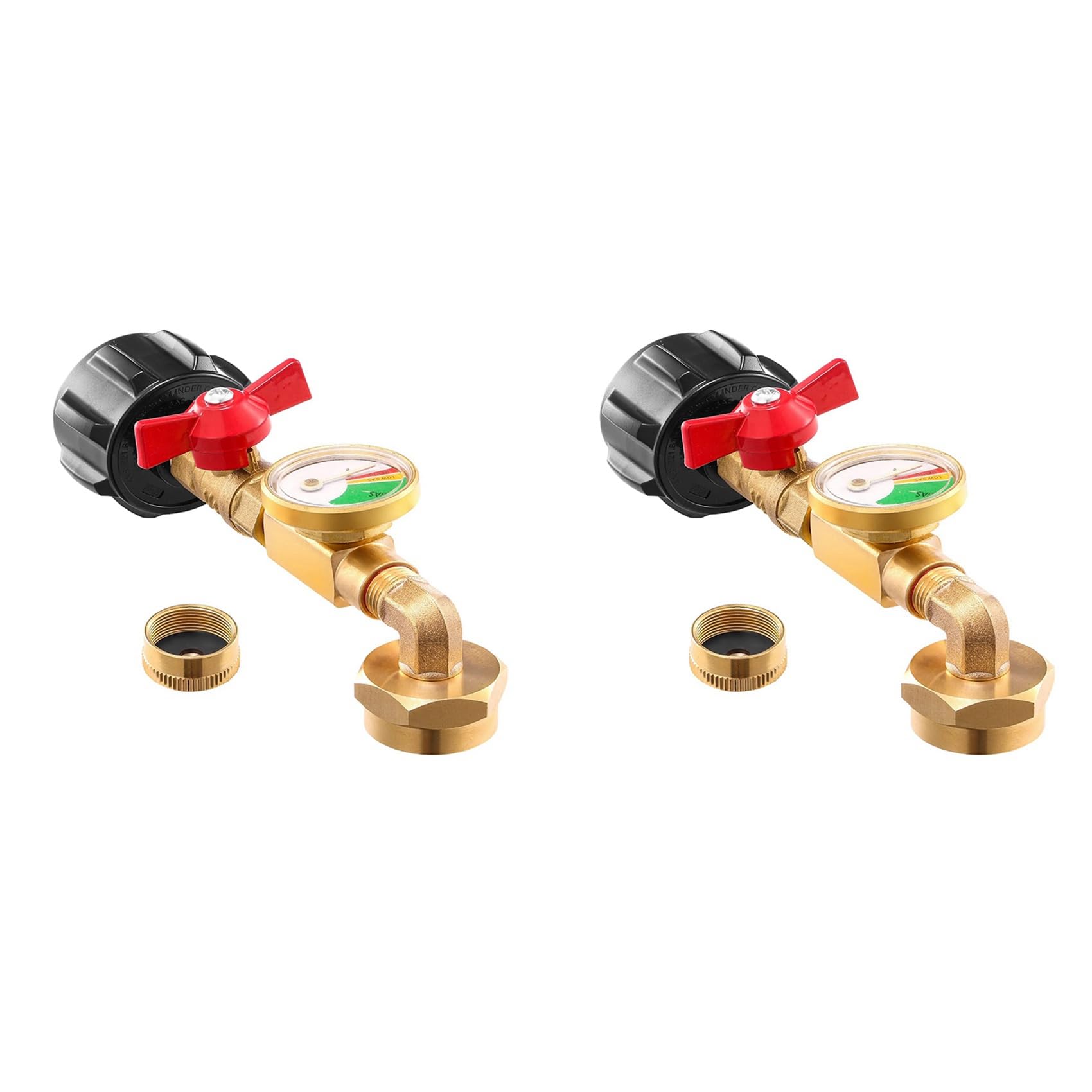 Jnchdghwa Yellow 2X Qcc1 Propane Refill Elbow Adapter With Propane Tank Gauge,90 Degrees Propane Refill Adapter With Control Valve