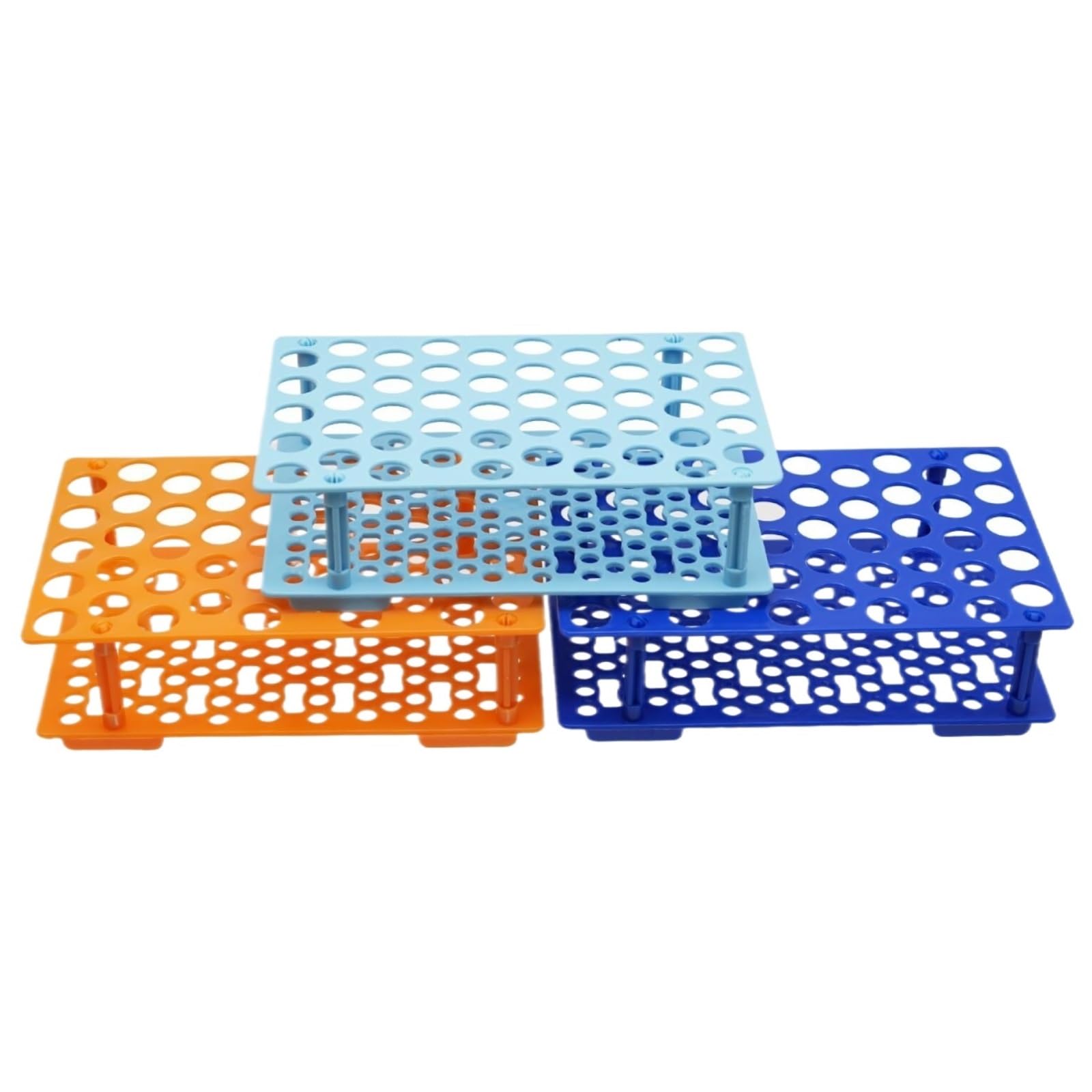 Gradilla De Tubo De Ensayo para Laboratorio Gradilla De Plástico For Tubos De Ensayo De 3 Piezas, Soporte Desmontable For 50 Pocillos Laboratorio