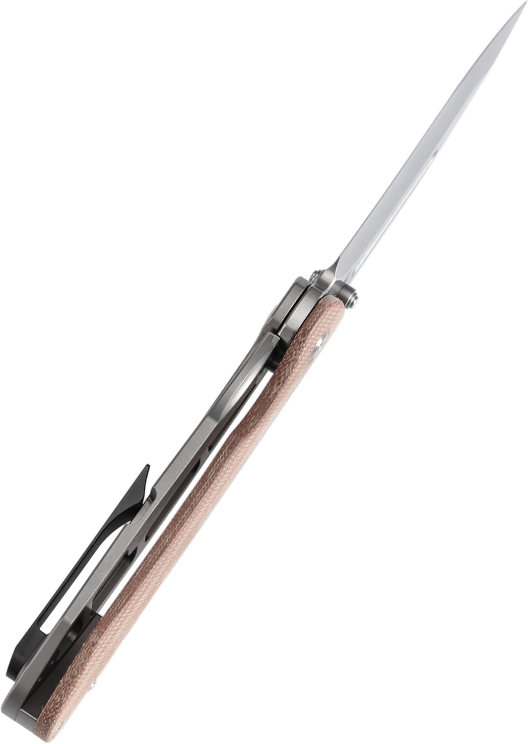 KANSEPT Superhawk Pocket Knives, 3.89'' Stonewashed CPM S35VN Steel Sharp Blade, Titanium and Brown Micarta Handle, Thumb Stud for Edc and Outdoor, 9.03'' Camping Folding Hiking Knive K1084B1