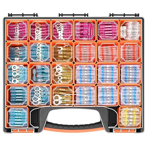 Image of TICONN 1250 Pcs Heat Shrink Wire Connectors, Marine Crimp Ring Terminal Kit | Waterproof Seal, Corrosion Resistant Thick Tinned Copper, 3:1 Heat Shrink, Color-Coded Identification, Auto & Marine Use