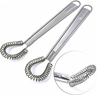 Mrriyai Fouet INOX Fouet Cuisine Professionnel Fouet à Rotation Mini Mélangeur Agitateur Manuel du Fouet Fouet de Cuisine pour Mélanger des œufs Fouet Cuisine Professionnel Mousseur à Lait(2 Pièces)