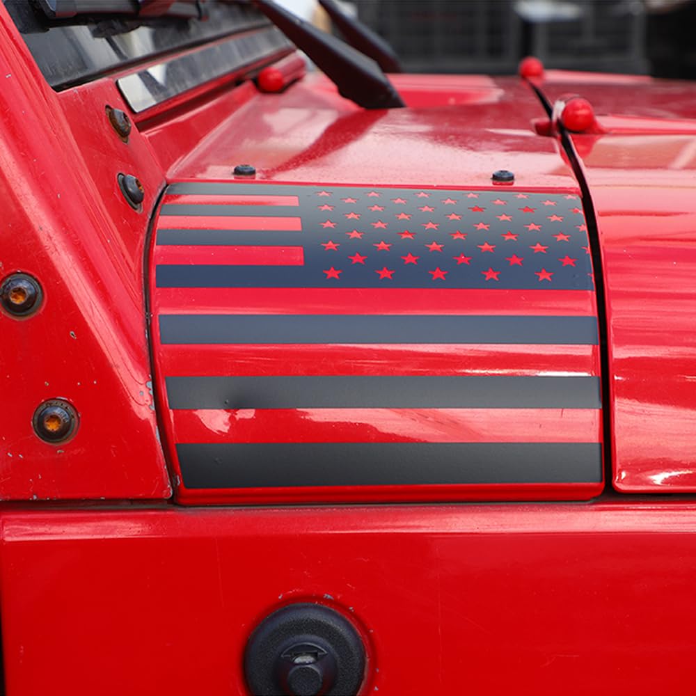 American Flag Body Armor Corner Cover Hood Corner Emblem Decal Stickers for Jeep Wrangler JK 2007 2008 2009 2010 2011 2012 2013 2014 2015 2016 2017 Exterior Accessories