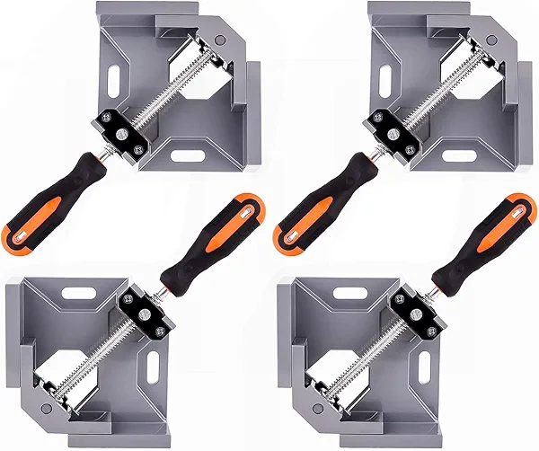WYQYQ 4pcs Corner Clamp - Right Angle 90 Degree Wood Clamps For Woodworking, With Adjustable Swing Jaw Aluminum Alloy Frame, For Welding, DIY Woodworking