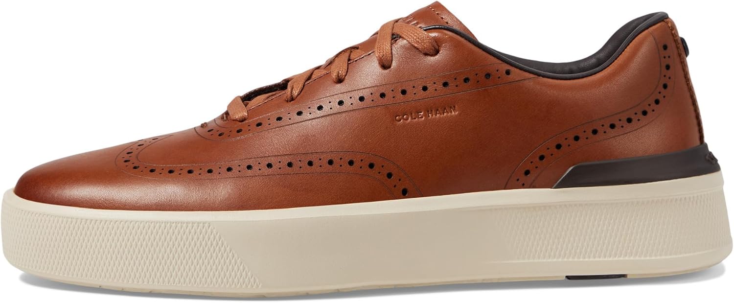 Cole Haan Men's Grandpro Crew Wing Tip Sneaker, British Tan/Birch, 9