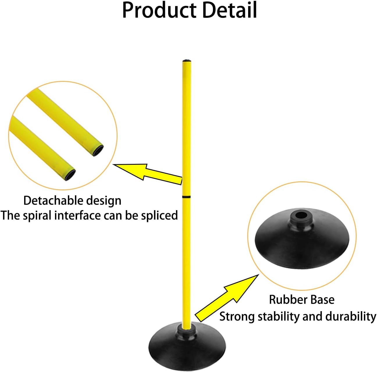 Soccer Agility Poles Set Detachable Sports Trainning Speed Pole Slalom Poles with Rubber Base Sport Traning Equipment