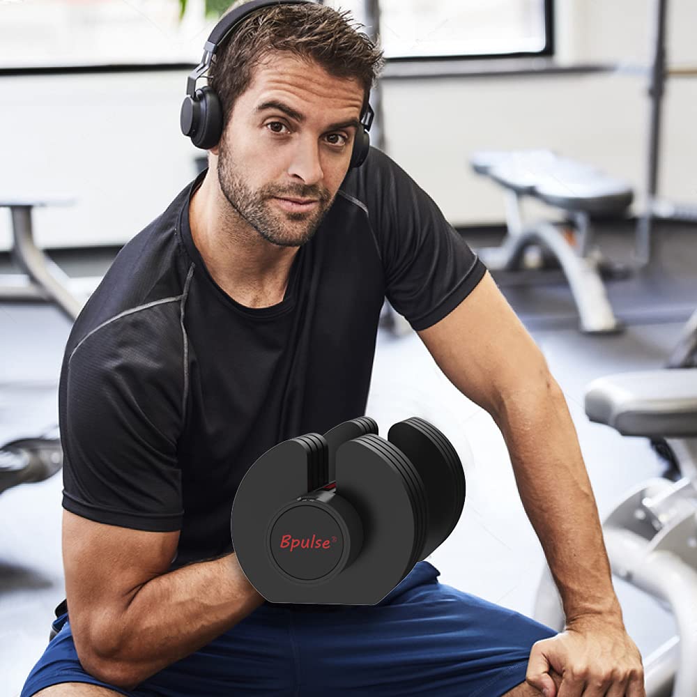 Bpulse 27.5lb/33lb/50lb Single Adjustable Dumbbell Dial Adjustable