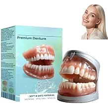 Full Set Dentures, New Generation Flexible Full Denture Solution, Silicone Reline Denture Set, Comfortable Natural-Looking Teeth, for Men & Women 1PCS