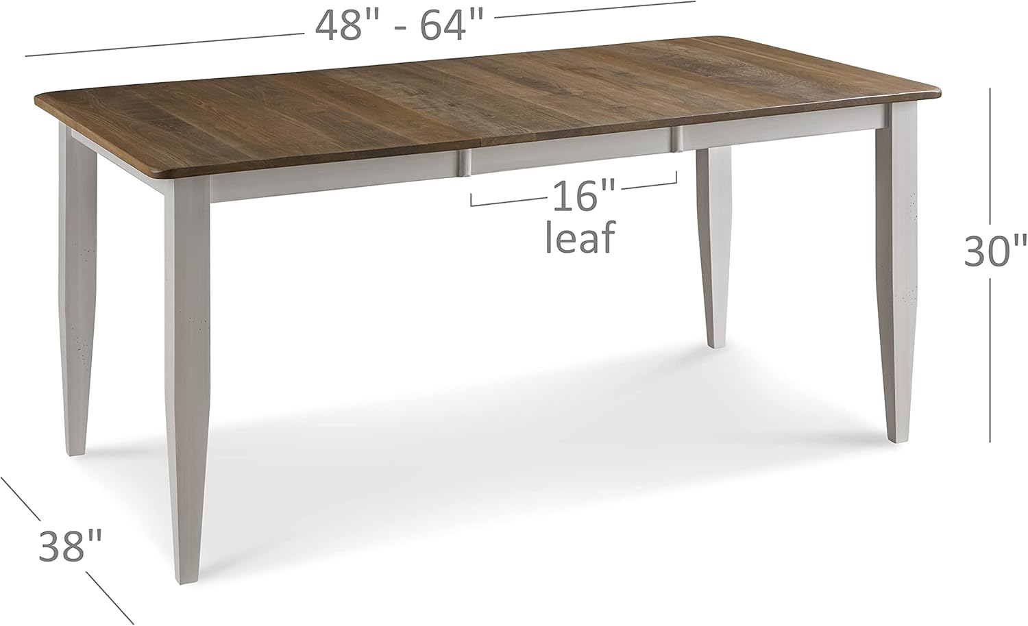 7 Piece Solid Wood Dining Room Set | Extendable Kitchen Table with Leaf and 6 Wooden Chairs | Light Brown and White Farmhouse Table with Eased Edge and Distressing | USA Made : Everything Else