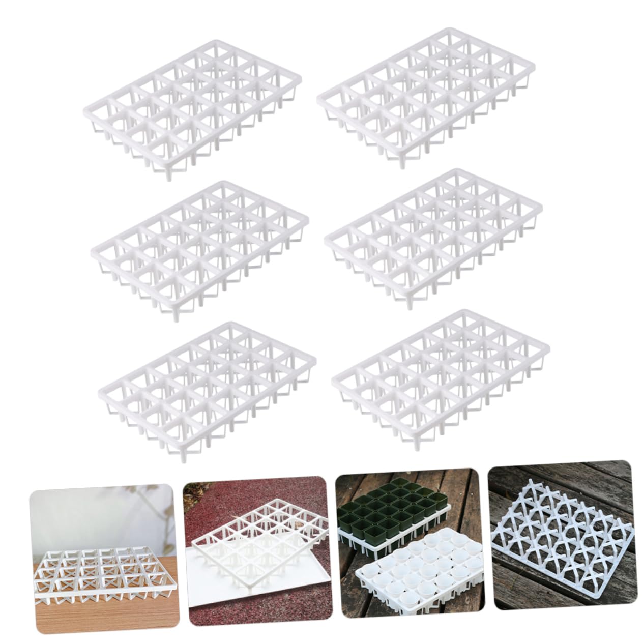TOYANDONA 6 Pièces Supports de Germination en Plastique Blanc pour Plantes Succulentes, Supports pour Plateaux de Culture, Étagères de Stockage pour Producteurs