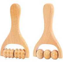 2 Pcs Wooden Massage Roller, Back Massage Roller, 5.91x3.15 Inch Muscle Belly Relief Tool for Back, Abdomen, Cellulite and TensionColorBrown