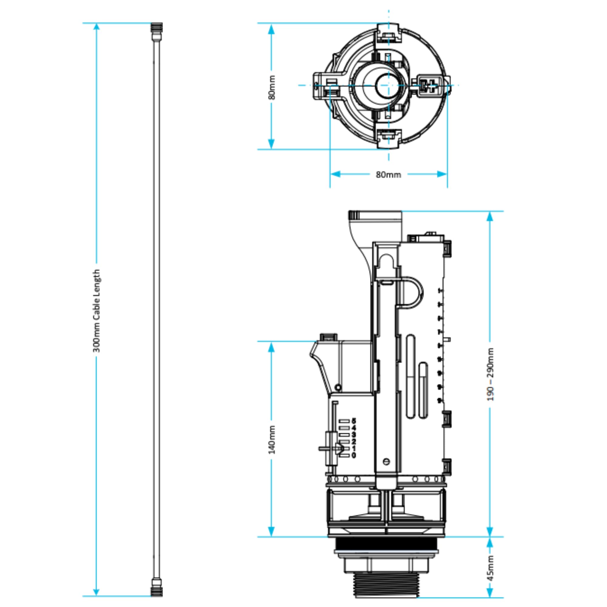Hulthor Dual Flush Valve for Toilet Cistern, Universal Push Button Replacement Kit, WRAS Approved - Image 4