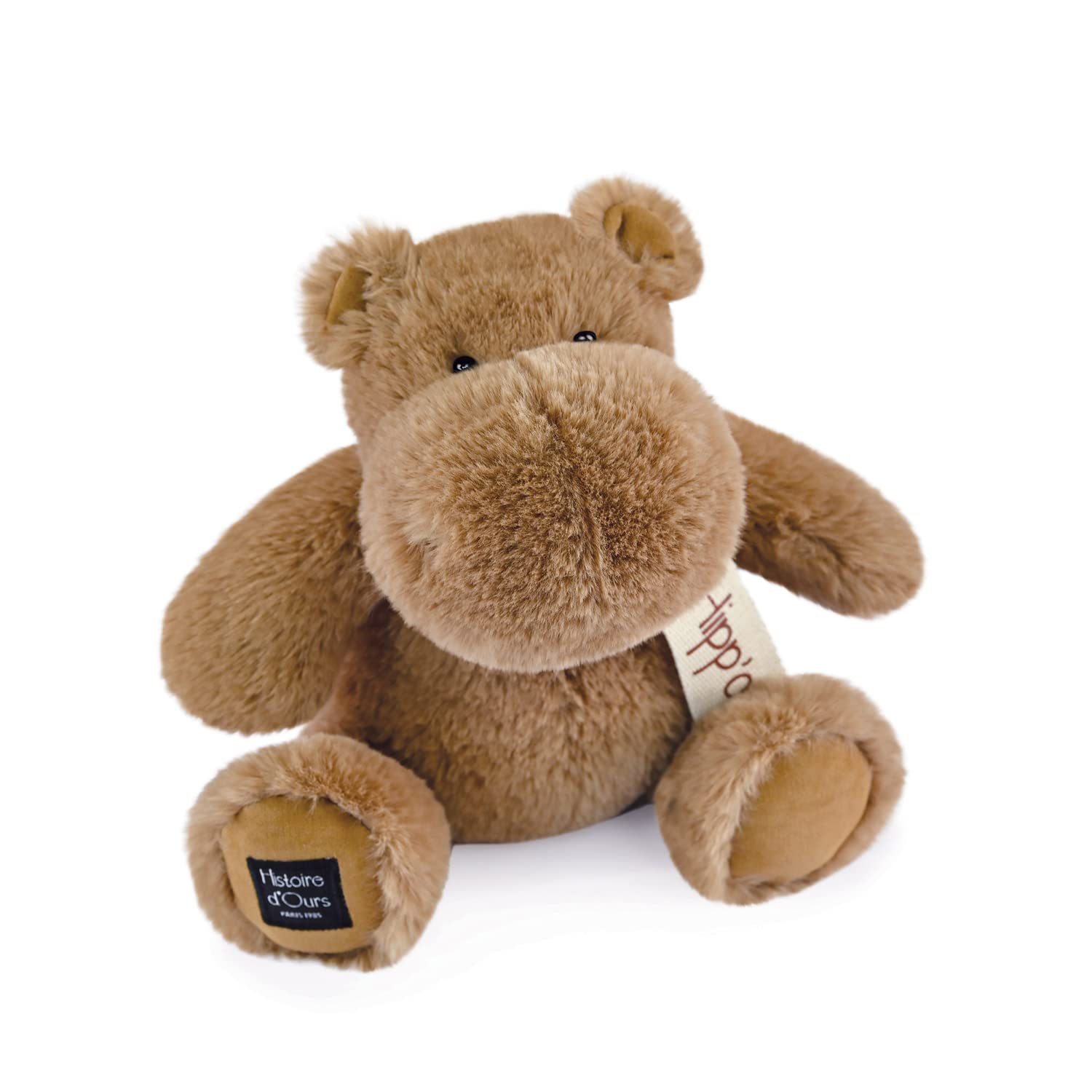 Histoire d'Ours - Peluche Hippopotame - Hippo - Chocolat chaud - 25 Cm - Peluche Douce et Mignonne pour les Calins - Idée Cadeau de Naissance et Anniversaire pour Fille et Garçon - L'HIPPO - HO3203