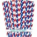 Patriotic Theme Foil Paper Straws - Red White Blue - Stars and Stripes - 7.75 Inches - Pack of 100