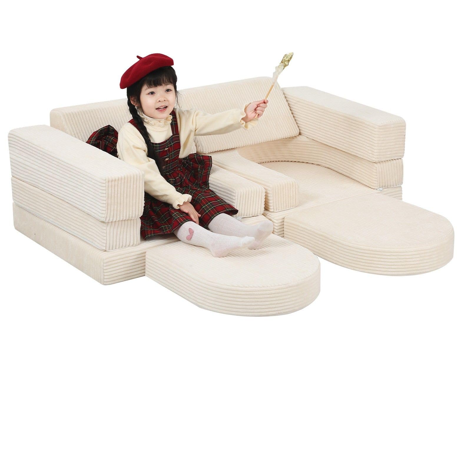 Canapé modulaire velours côtelé MeMoreCool ensemble 10 pièces avec housses amovibles salon