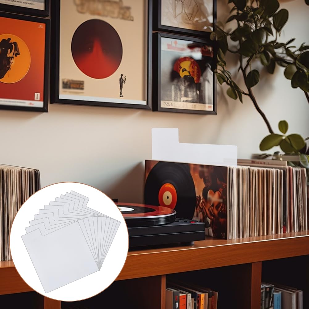 BENECREAT 36 separatore Disco Vinile Divisori Album Plastica 32 x 35 cm Etichette Scaffale Organizzazione Stoccaggio Bianco
