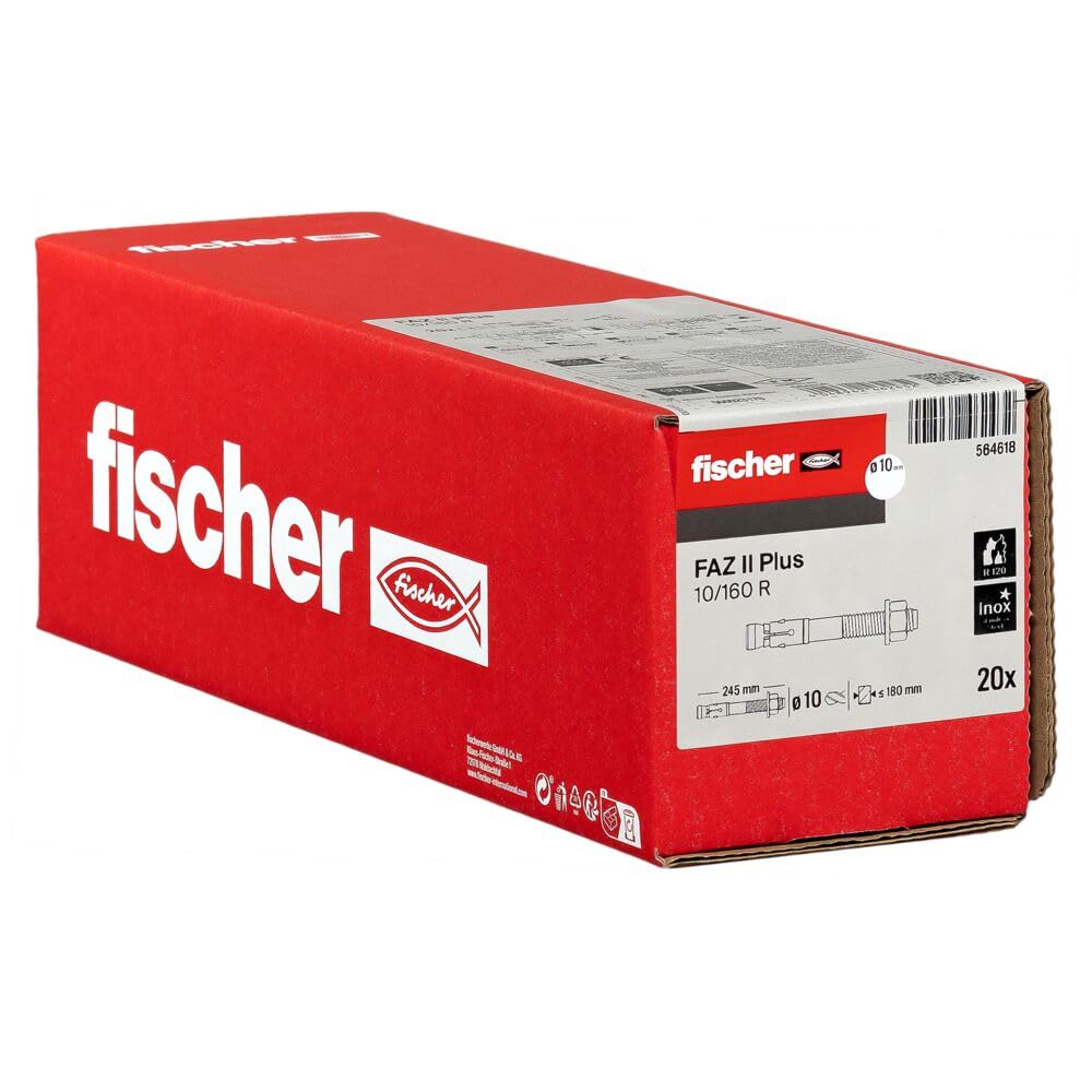 fischer FAZ II Plus 10/160 R Heavy Duty Stainless Steel Anchor with High Load Capacity, Anchor Bolt for Fixings Heavy Loads and Steel Structures, Seismic & ETA Approval — image 1