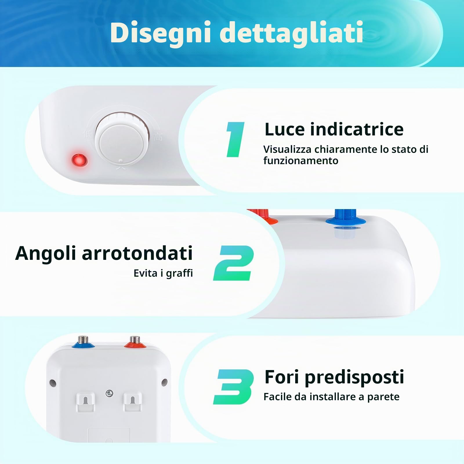 1500W Scaldabagno Elettrico Istantaneo Scaldacqua Elettrico Bollitore per Cucina Caldaia per Acqua Calda per Cucina, Bagno, Doccia per Cavalli