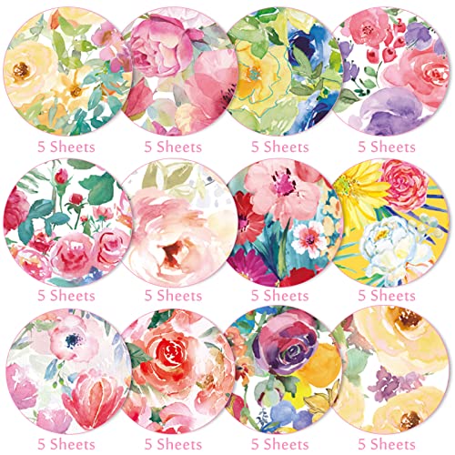 Whaline 60 Sheet Floral Pattern Paper A5 Size Watercolor Flower Scrapbook Paper Double-Sided Spring Craft Paper For Diy Card Making Scrapbook Photo Album Junk Journal Decor #TOP2