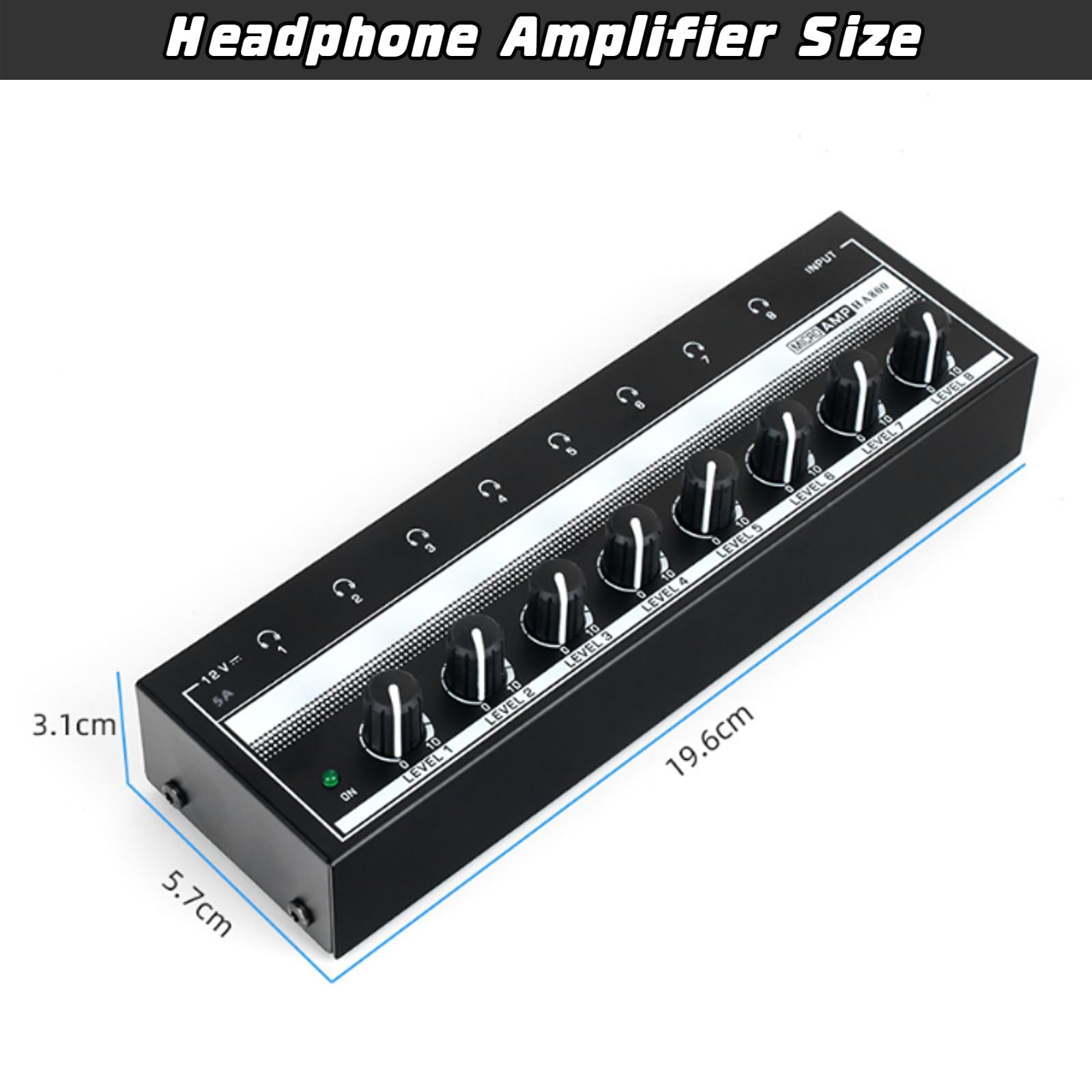 Amplificador de Auriculares de 8 Canales, Amplificador Estéreo de Metal Portátil Mini Amplificador de Auriculares para Estudio y Escenario de 100 a 240 V